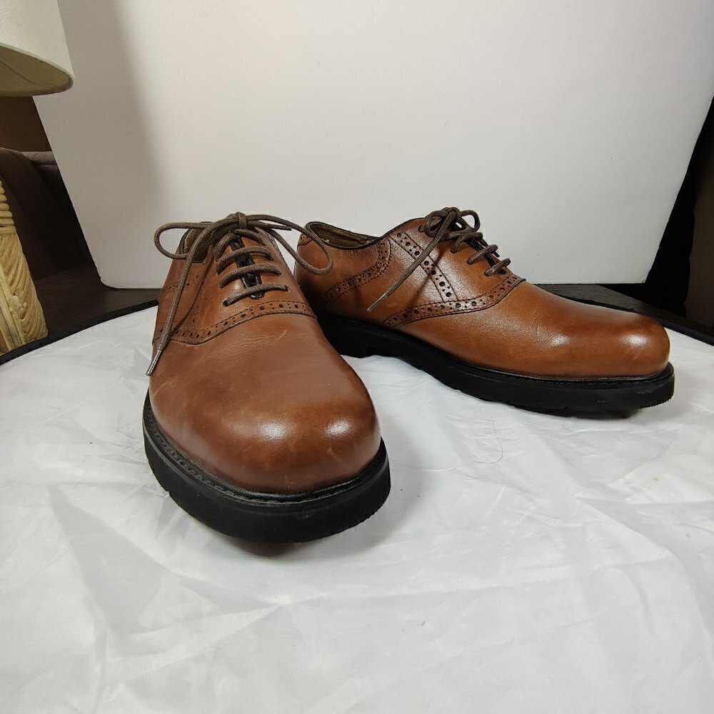 Mens Classic Leather Lace Up Oxfords with Stain Defender Uppers Sz 10 M NWOT